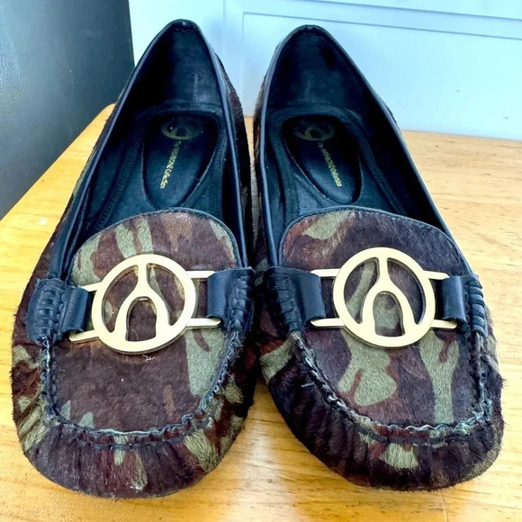 The Wishbone Collection army loafer moccasin pony hair leather 9.5 street camo - Picture 2 of 5